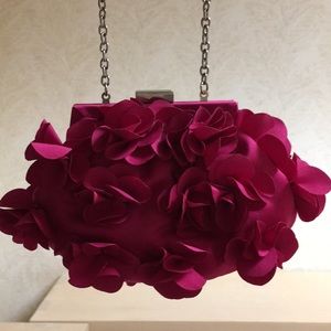 Magenta floral clutch